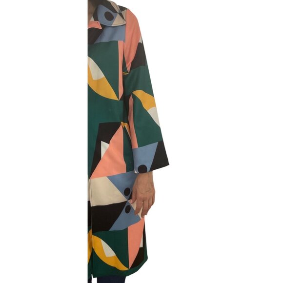 Womens Geometric Print Urban Coat Size M City  Art to Wear - Picture 6 of 8